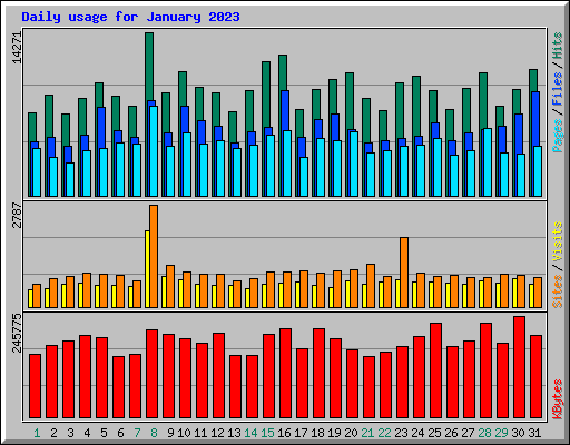 Daily usage for January 2023