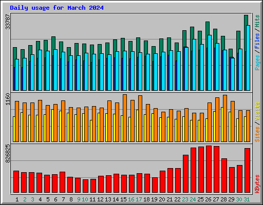 Daily usage for March 2024