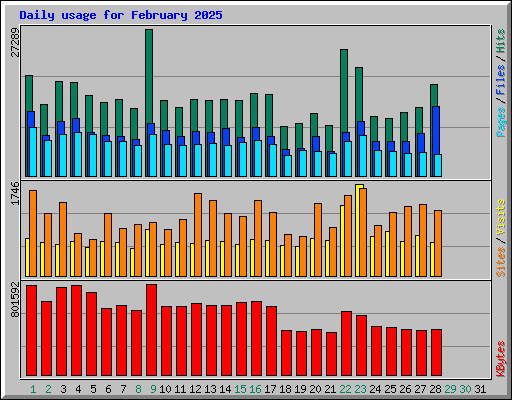 Daily usage for February 2025